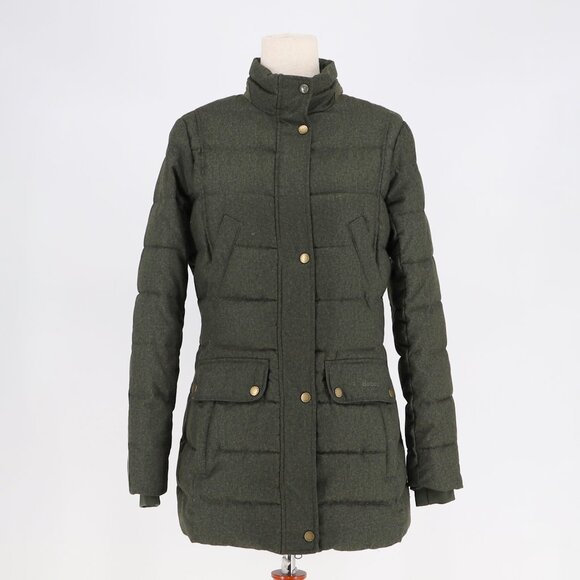 BARBOUR Goldfinch Quilted Padded Jacket Elbow Patch in Olive Size US 6 - Picture 4 of 15